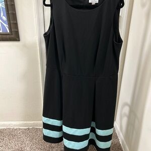 Black Dress with Teal Striped Bottom